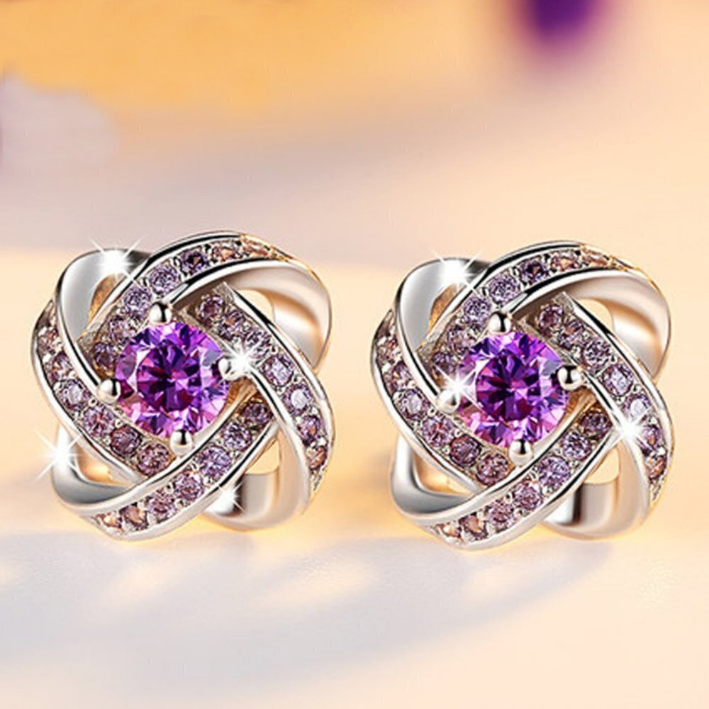 Sterling Silver Purple Stone Earrings